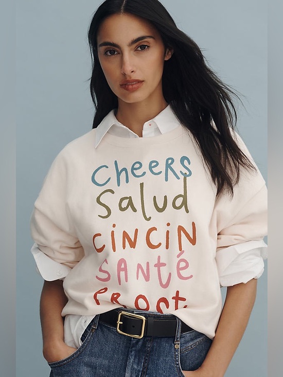 Anthropologie Sweaters - JORDAN NICKSON x ANTHROPOLOGIE Cheers Graphic Sweatshirt